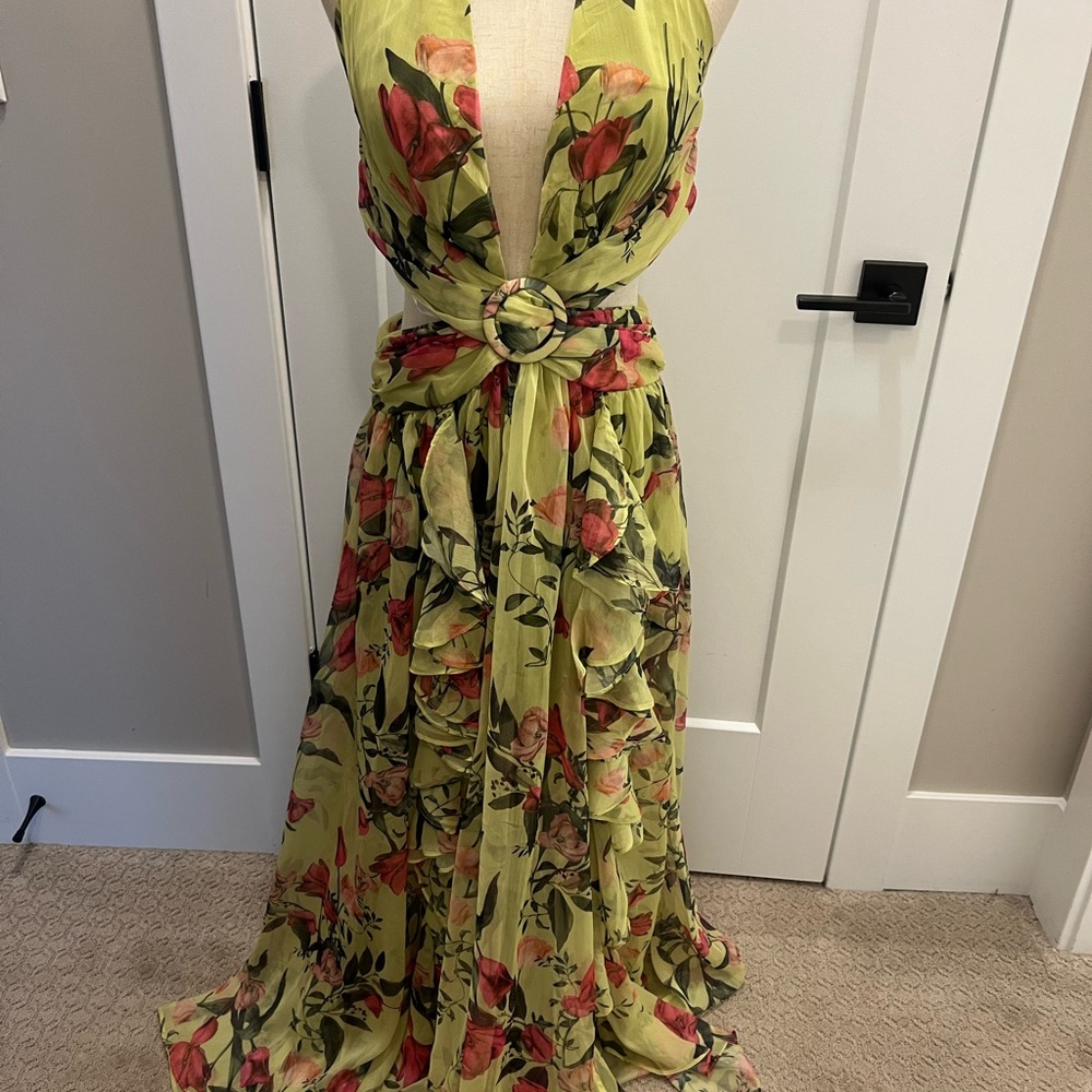 Olivia Rae Floral Maxi Dress - Green and Red